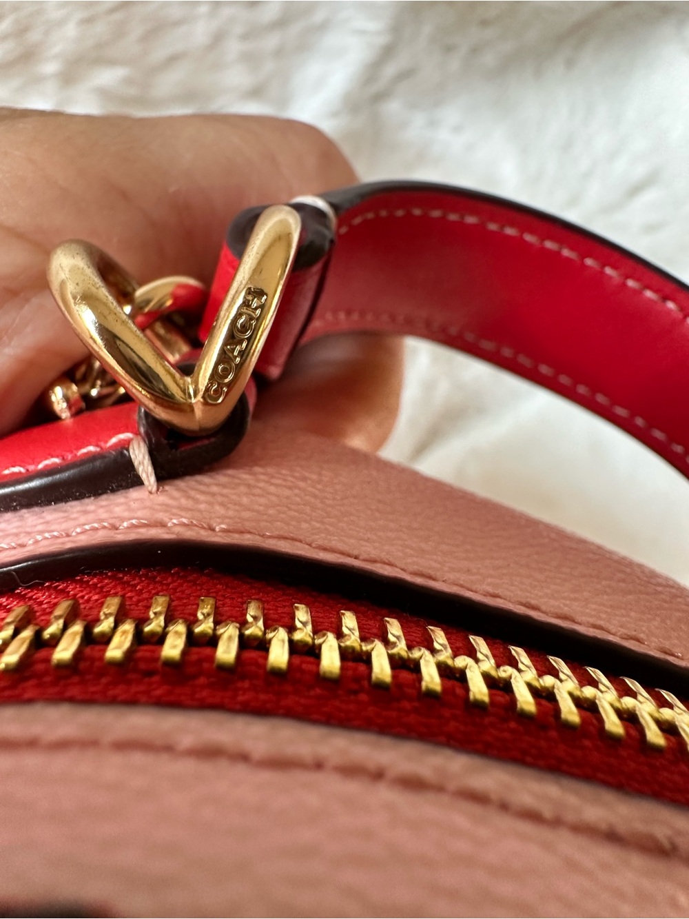 Coach Pink Cherry Crossbody Phone Pouch with Red Strap - Picture 5 of 11